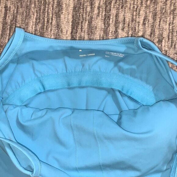 FLX Women’s Medium Cropped Tank Top‎ Blue Sports Bra Travel Leisure Comfort - Picture 3 of 6